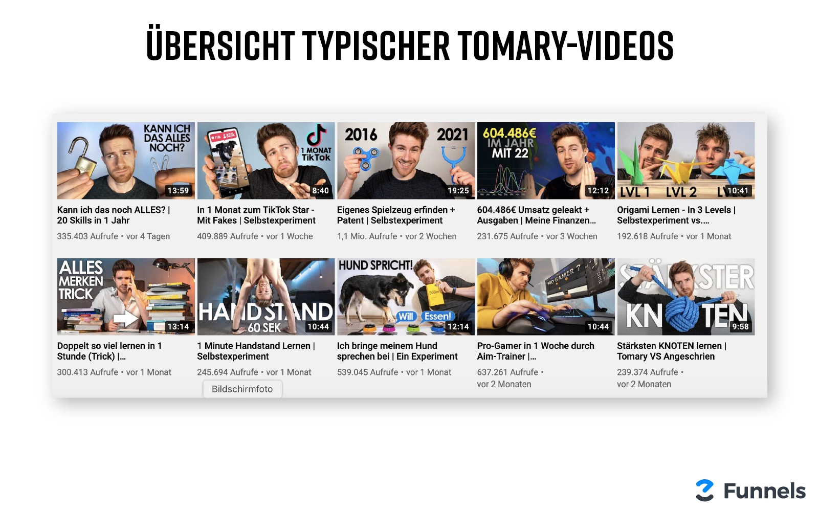 Screenshot von Tomarys YouTube-Kanal.